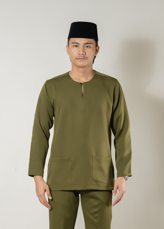 Baju Melayu Teluk Belanga Olive Green Clearance Sale