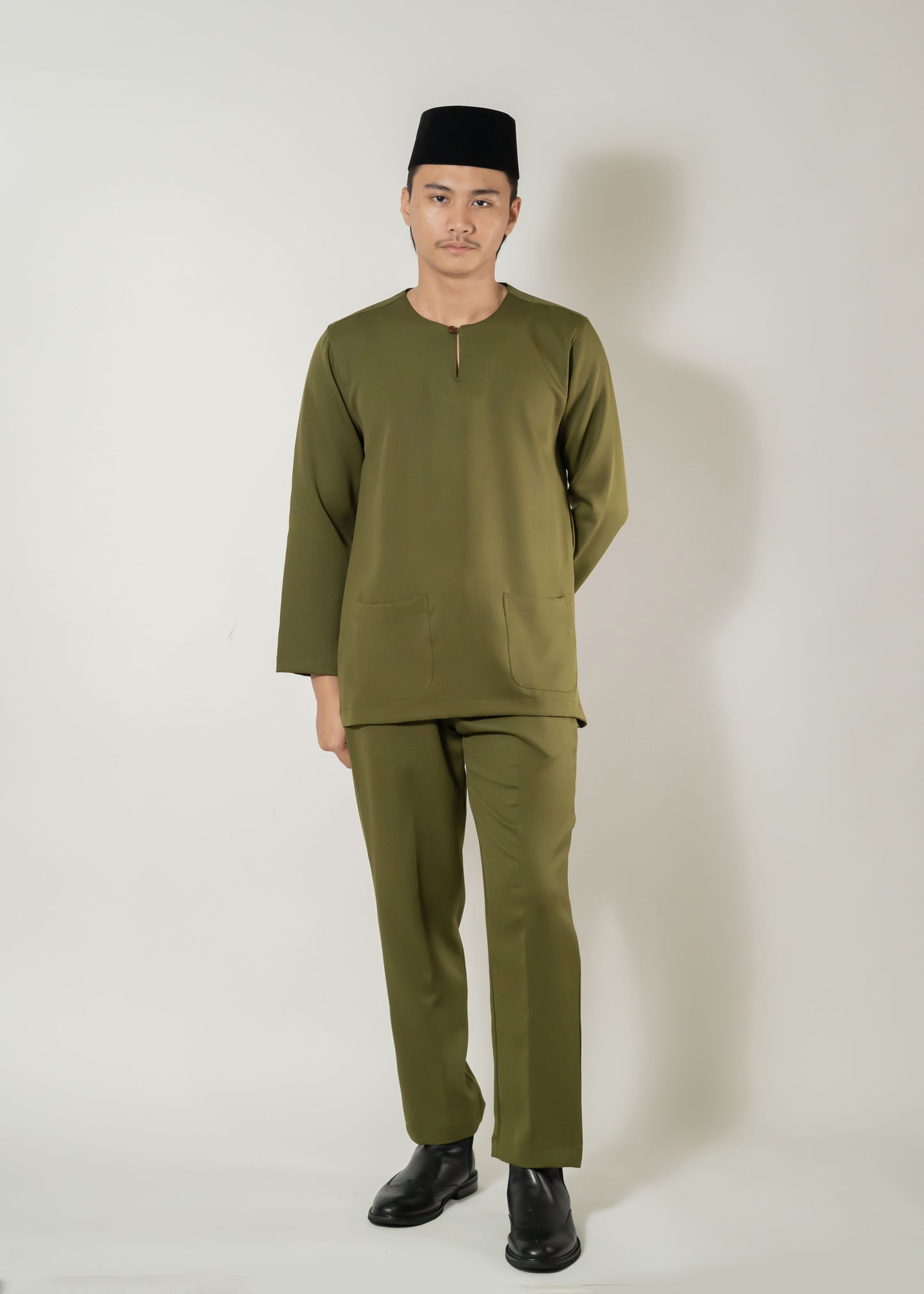 Baju Melayu Teluk Belanga Olive Green Clearance Sale