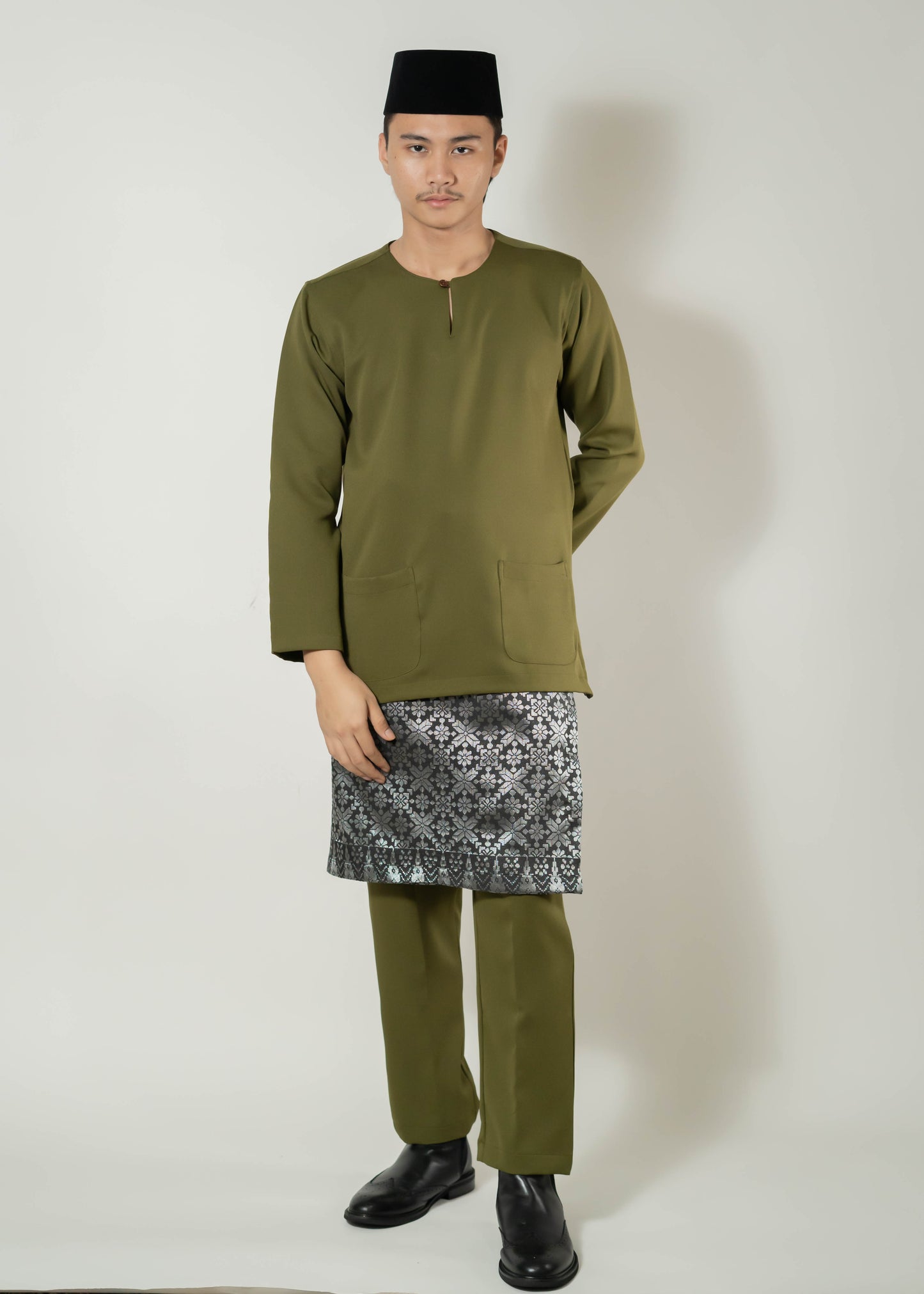 Baju Melayu Teluk Belanga Olive Green Clearance Sale