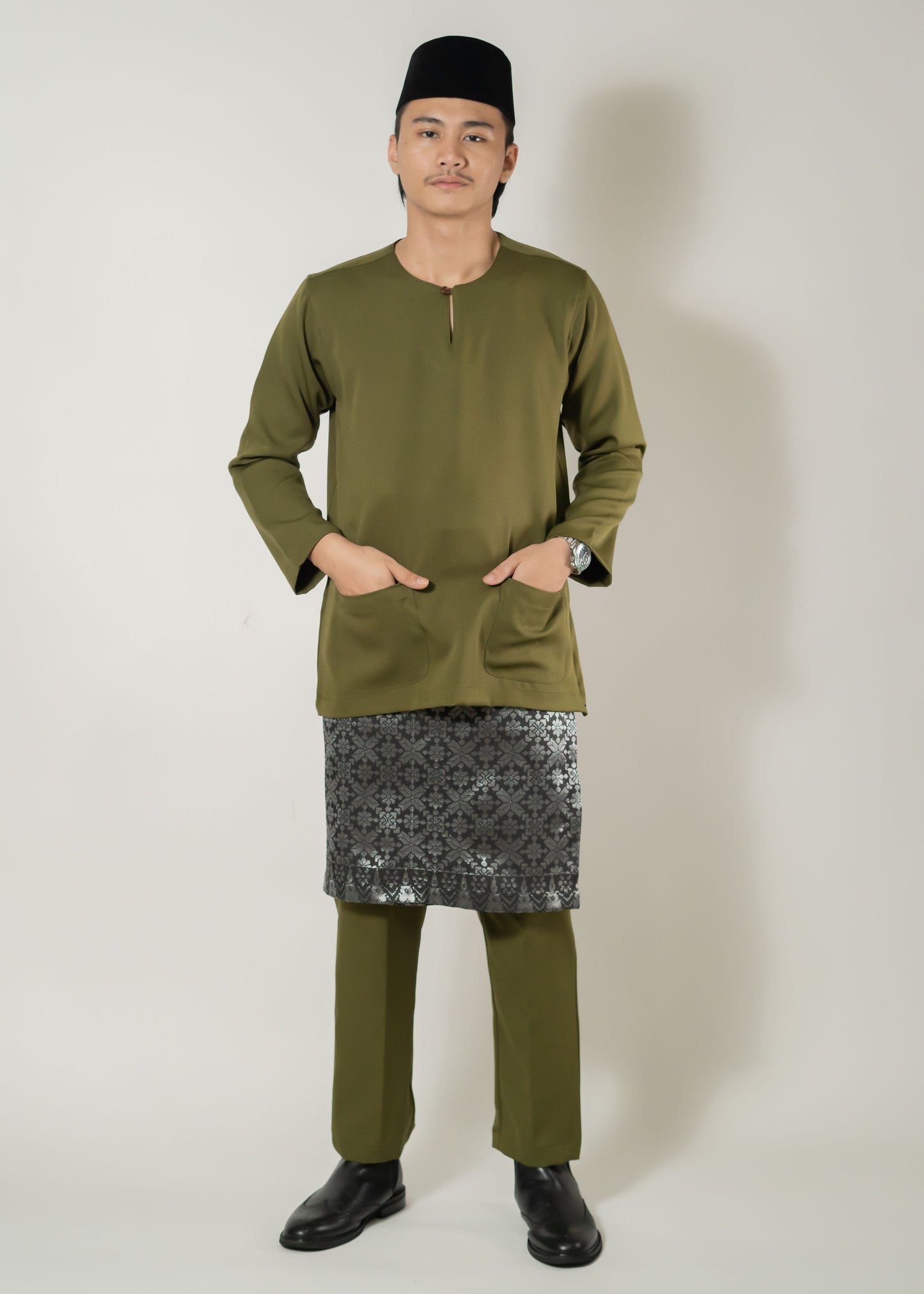 Baju Melayu Teluk Belanga Olive Green Clearance Sale