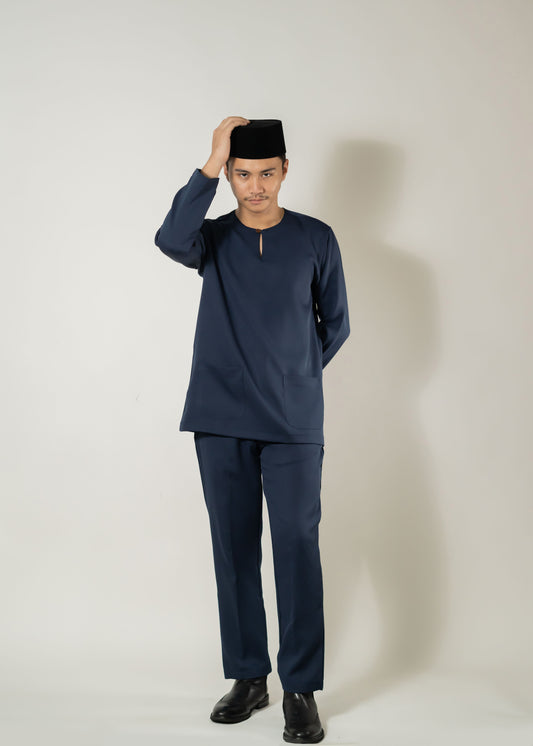 Baju Melayu Teluk Belanga Navy Blue Clearance Sale