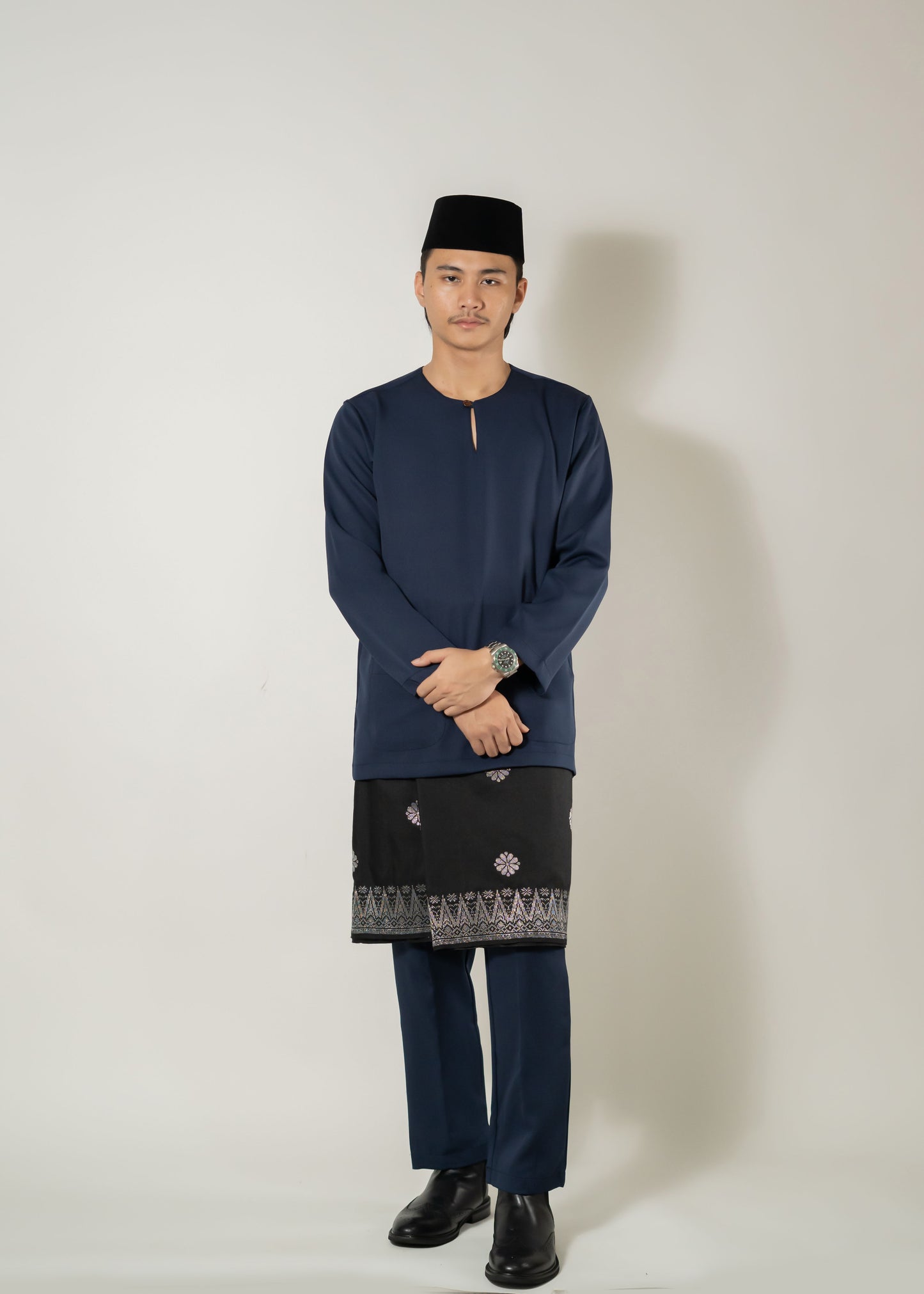 Baju Melayu Teluk Belanga Navy Blue Clearance Sale