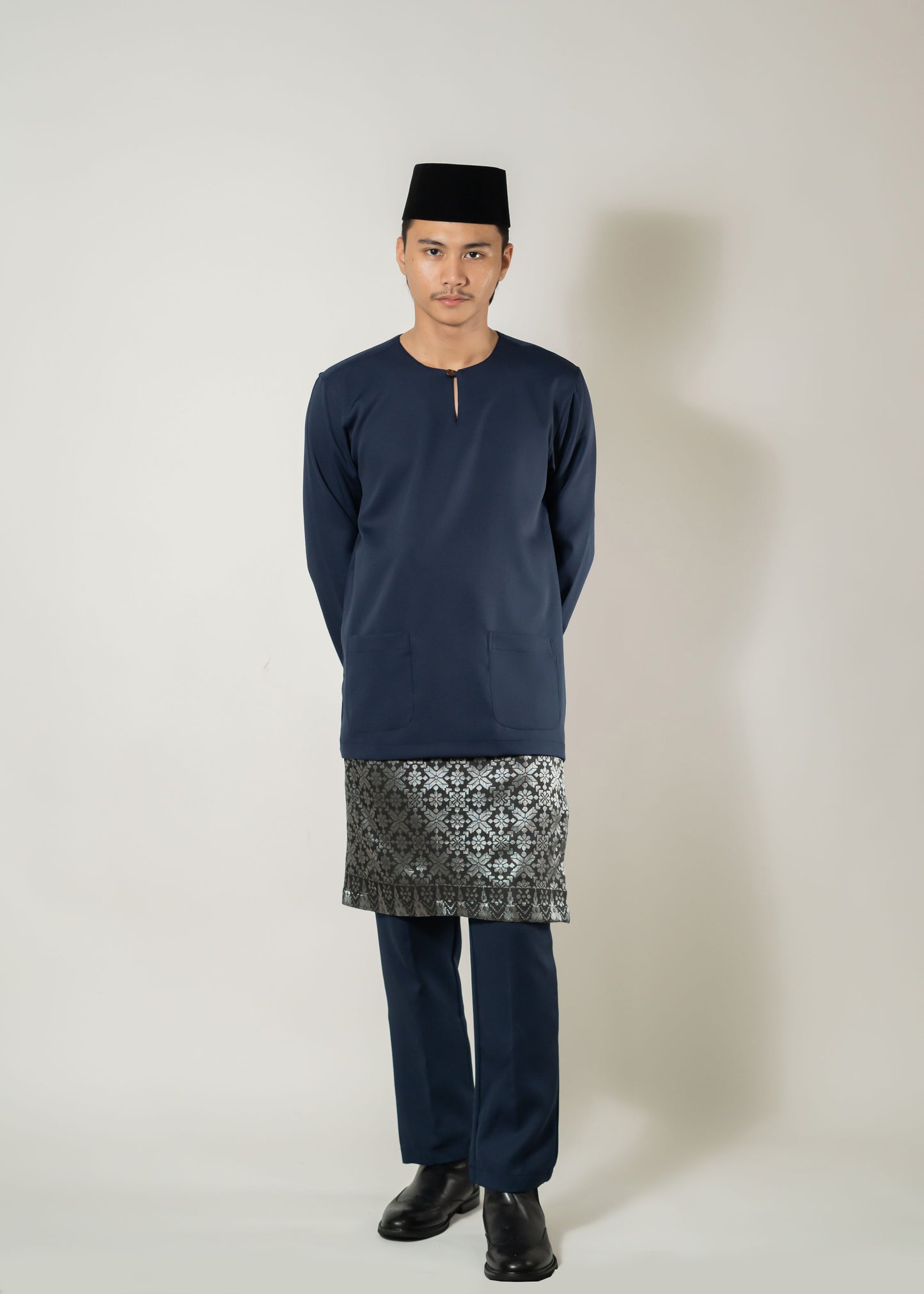 Baju Melayu Teluk Belanga Navy Blue Clearance Sale