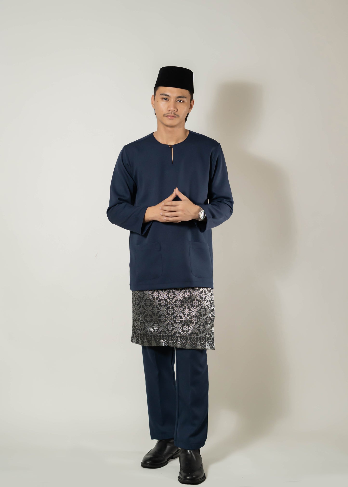 Baju Melayu Teluk Belanga Navy Blue Clearance Sale