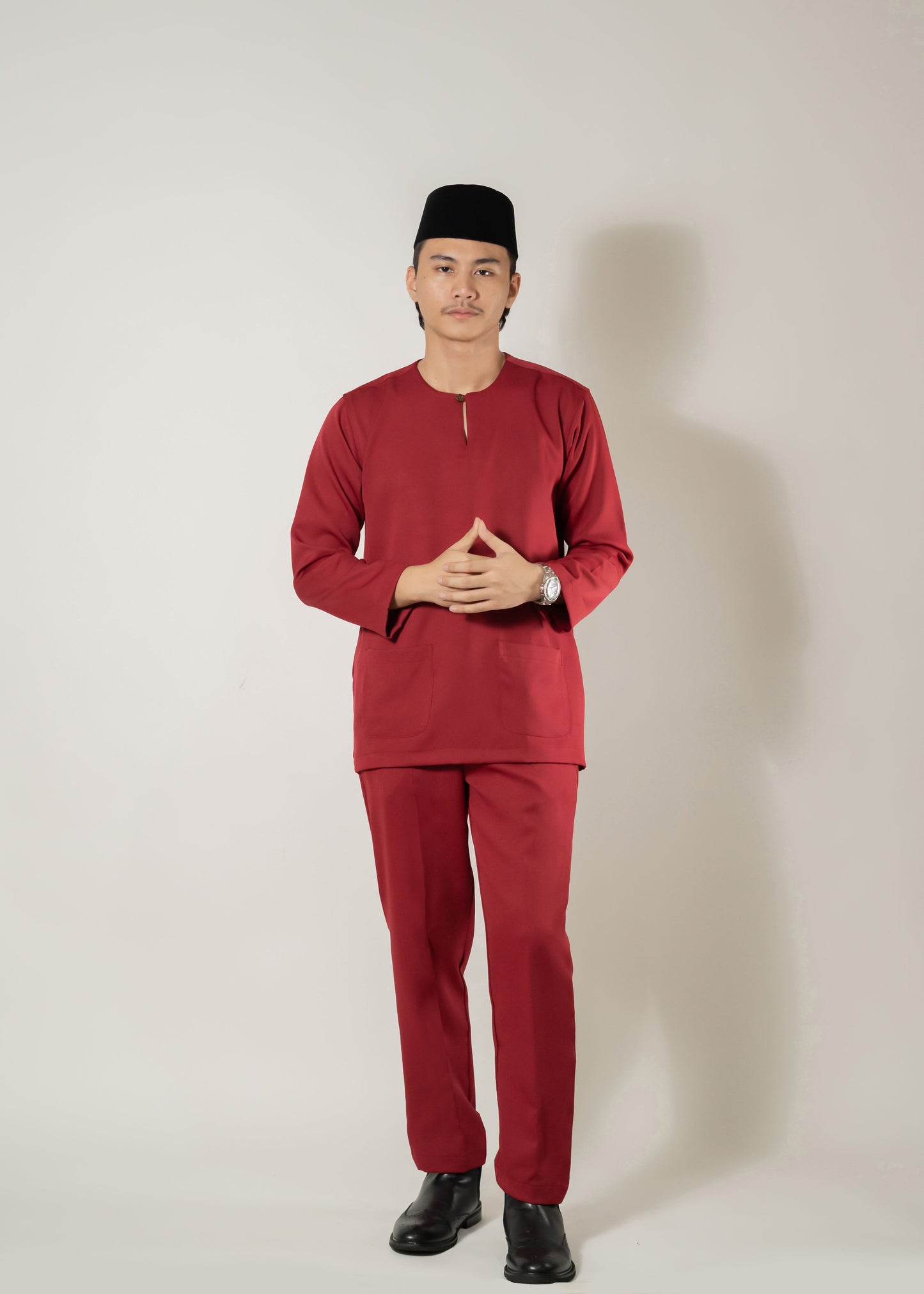 Baju Melayu Teluk Belanga Maroon Clearance Sale