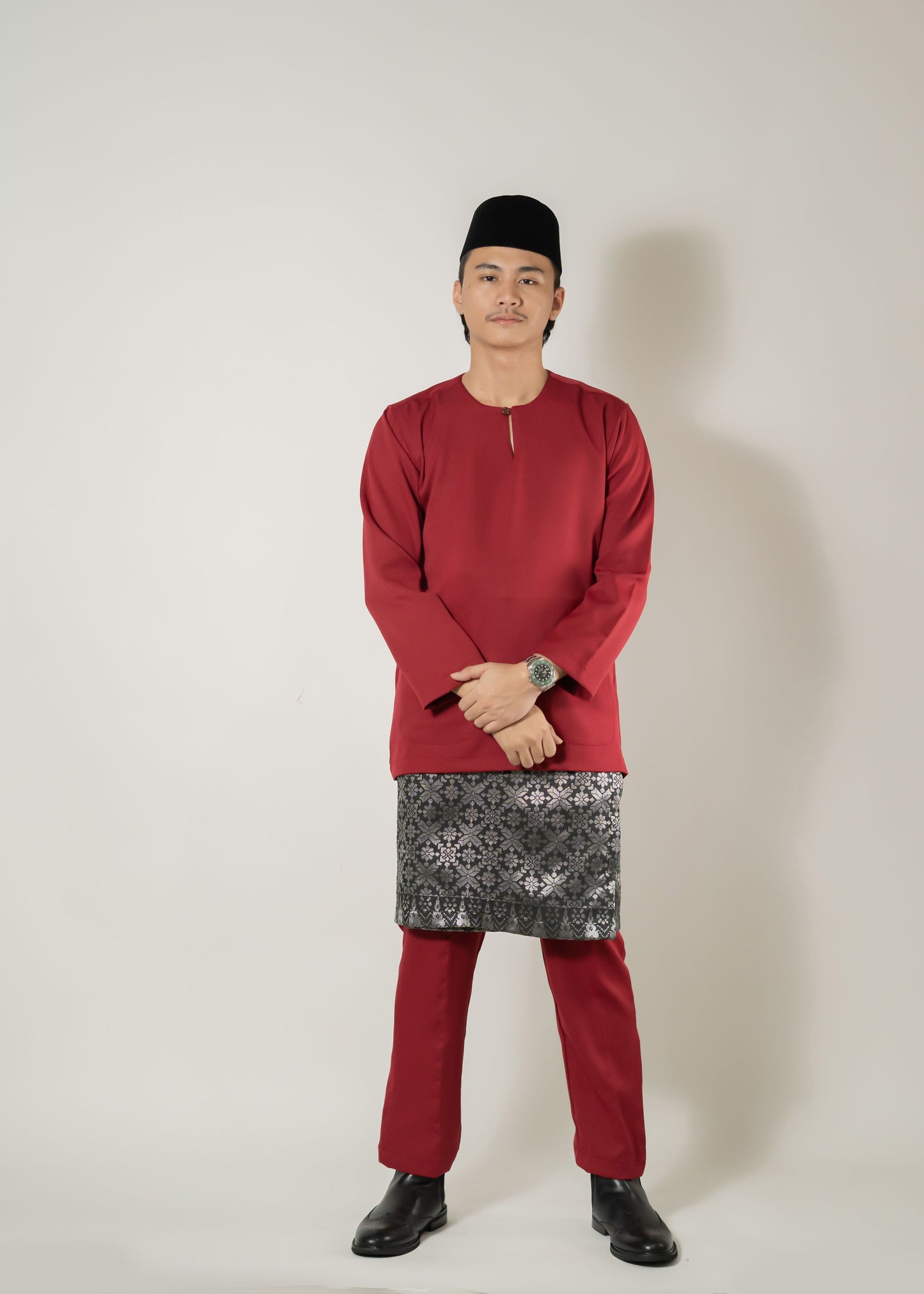 Baju Melayu Teluk Belanga Maroon Clearance Sale