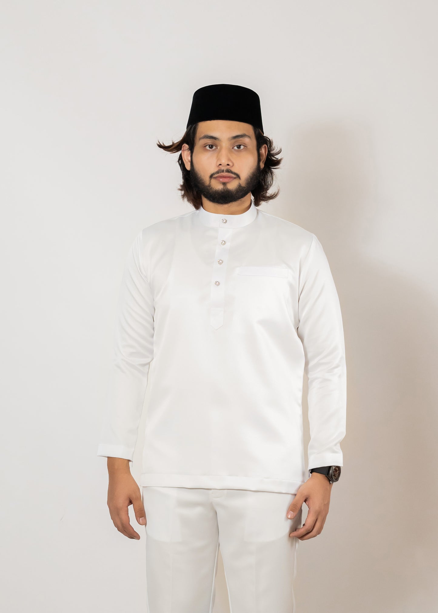 Baju Melayu Off White Orangish Clearance Sale