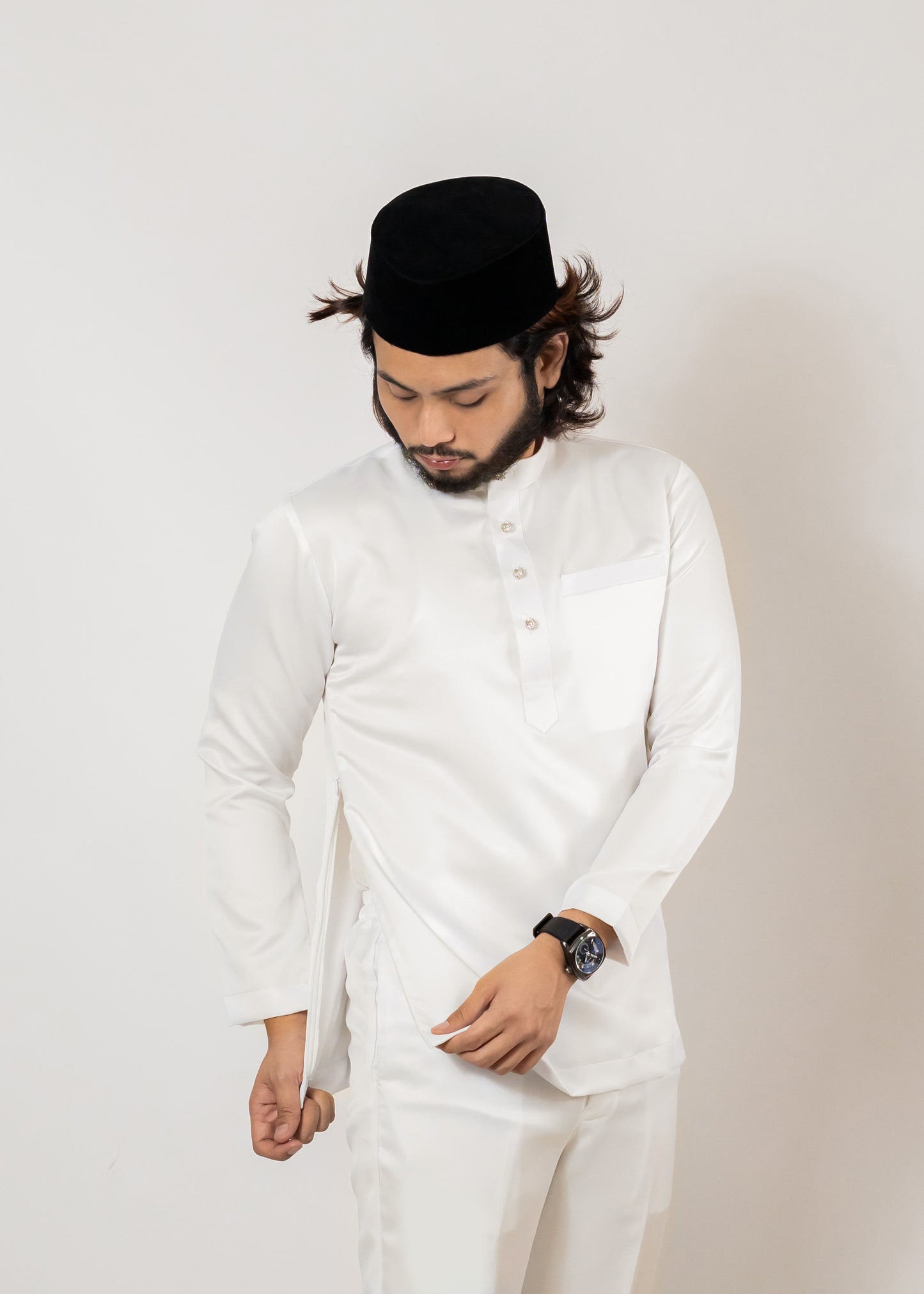 Baju Melayu Off White Orangish Clearance Sale