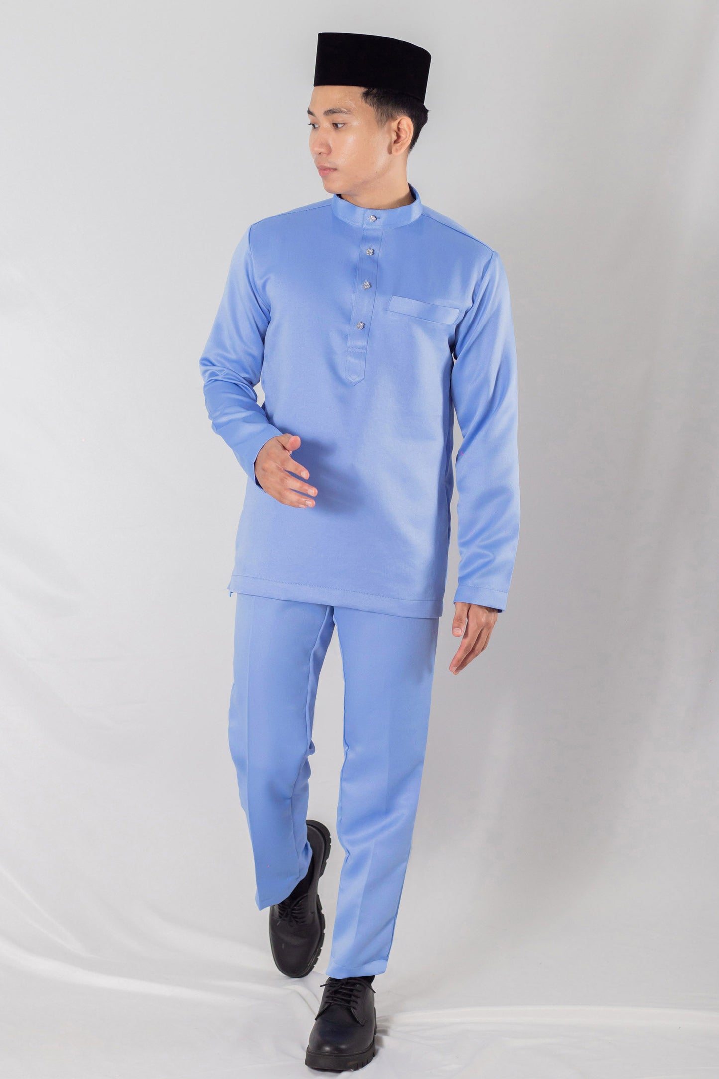 Baju Melayu Steel Blue